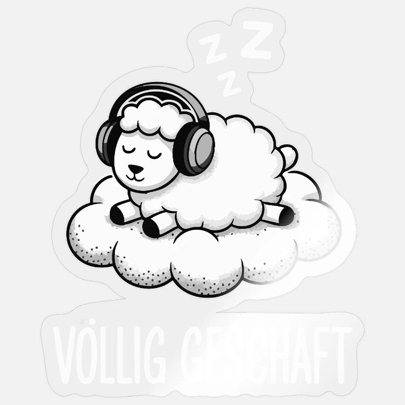 Completely done sheep design - Sticker size S (10 x 10 cm) - transparent glossy