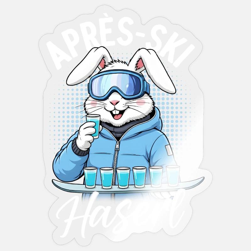 Lapin d’après-ski - Sticker taille S (10 x 10 cm) - brillant transparent
