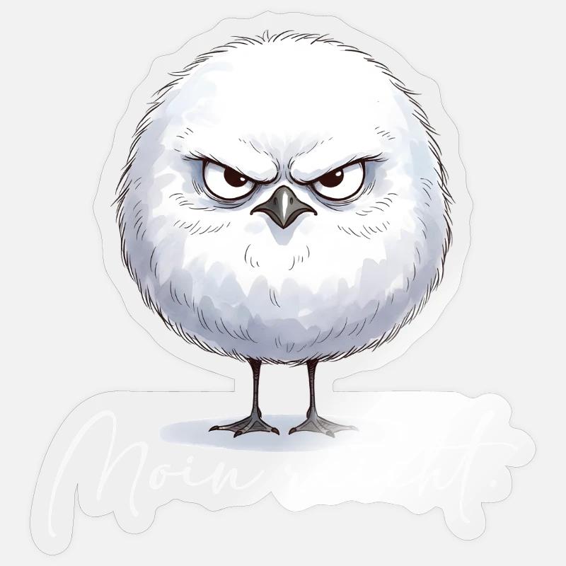 Moin enough - grim round seagull - Sticker size S (10 x 10 cm) - transparent glossy