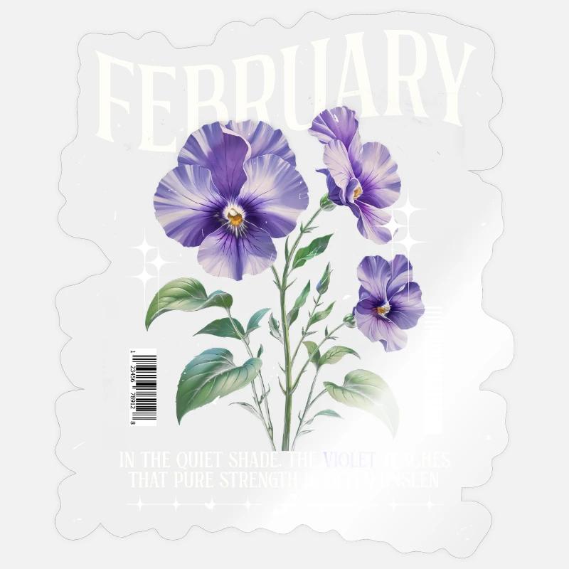 Février Violette Naissance Fleur - Sticker taille S (10 x 10 cm) - brillant transparent