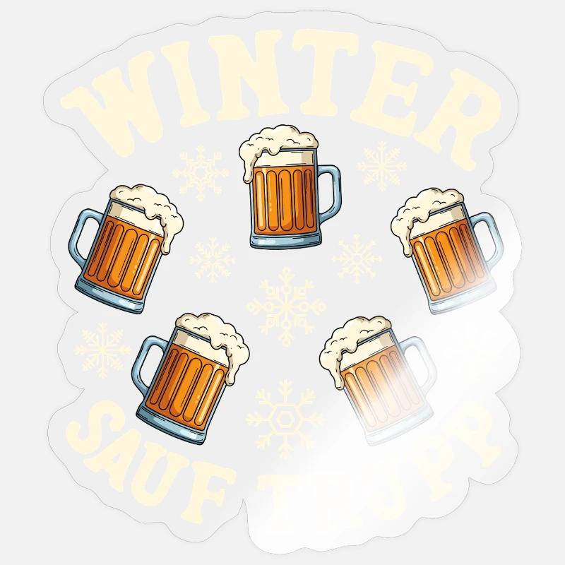 Escouade d’alcool d’hiver - Sticker taille S (10 x 10 cm) - brillant transparent