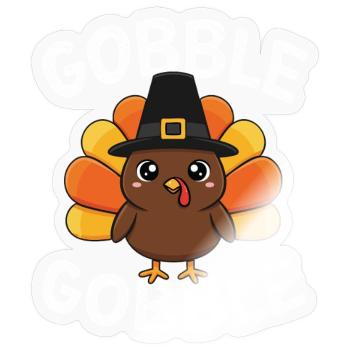 Gobble Gobble Herbstspaß Thanksgiving Spirit - Sticker Größe S (10 x 10 cm) - Transparent glänzend - Vorne
