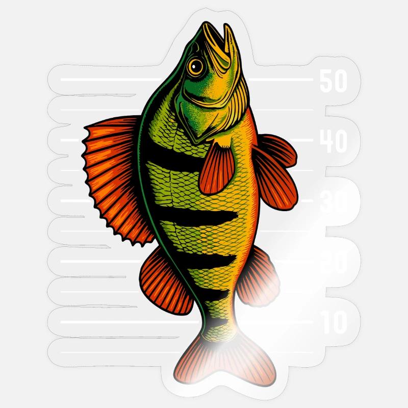 Perche Perche Perche Perche Appât pour perchaude Sticker taille S (10 x 10 cm)