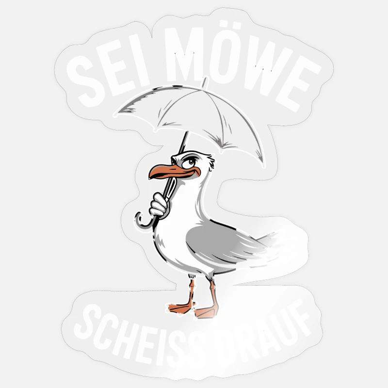  Sei Möwe Scheiss Drauf Humorvolle Möwe mit - Sticker Größe S (10 x 10 cm) - Transparent glänzend