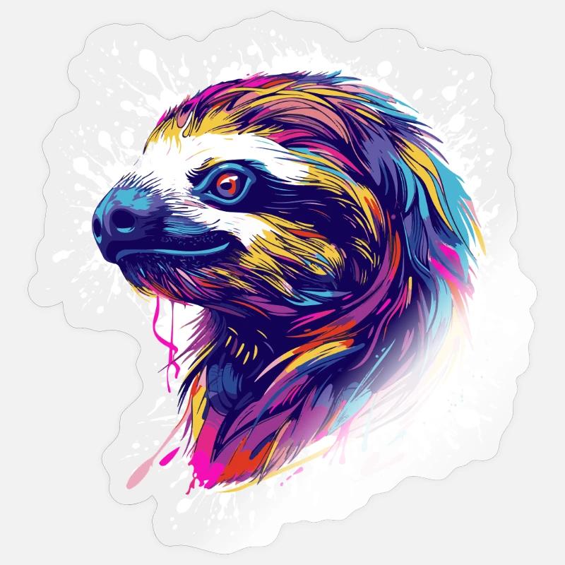 Faultier Sloth Splatter - Sticker size S (10 x 10 cm) - transparent glossy