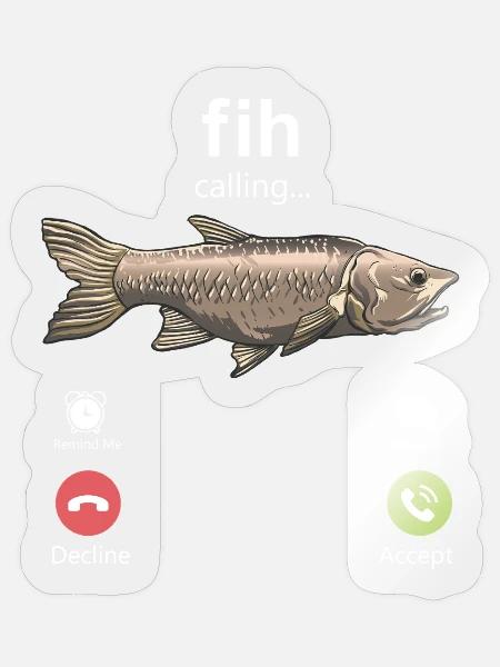 Fih Calling Lustiges Männerangeln Internet Meme Fi - Sticker Größe S (10 x 10 cm) - Transparent glänzend