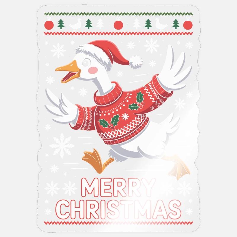 Oie de Noël en pull Sticker taille S (10 x 10 cm)