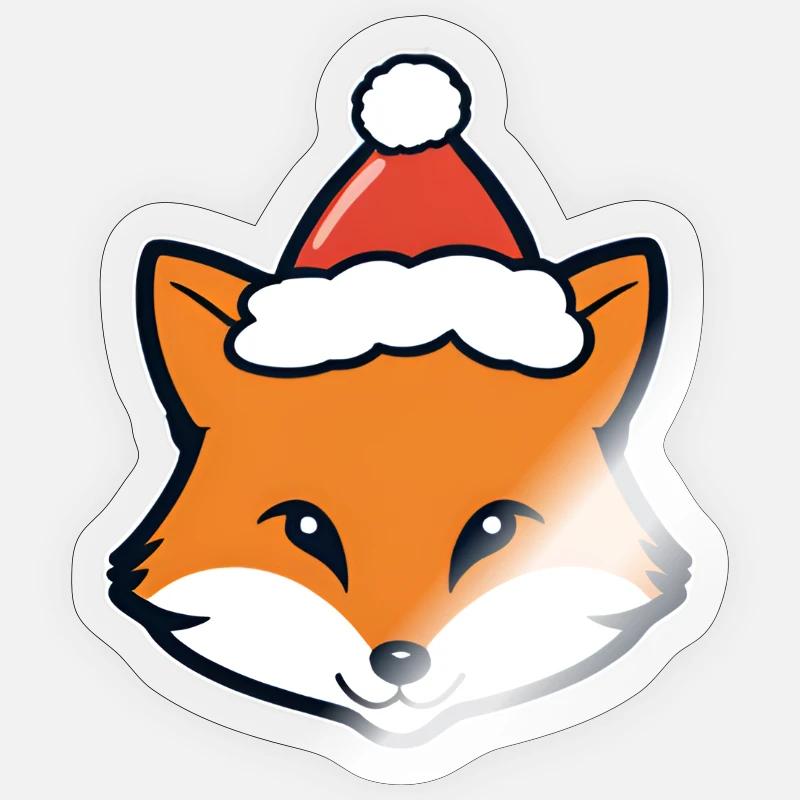 Fox in the Christmas hat - Sticker size S (10 x 10 cm) - transparent glossy