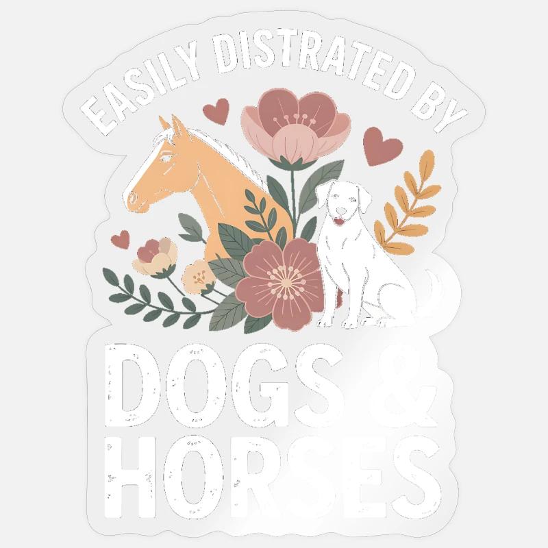 Hunde & Pferde Ablenkung Motiv - Sticker Größe S (10 x 10 cm) - Transparent glänzend