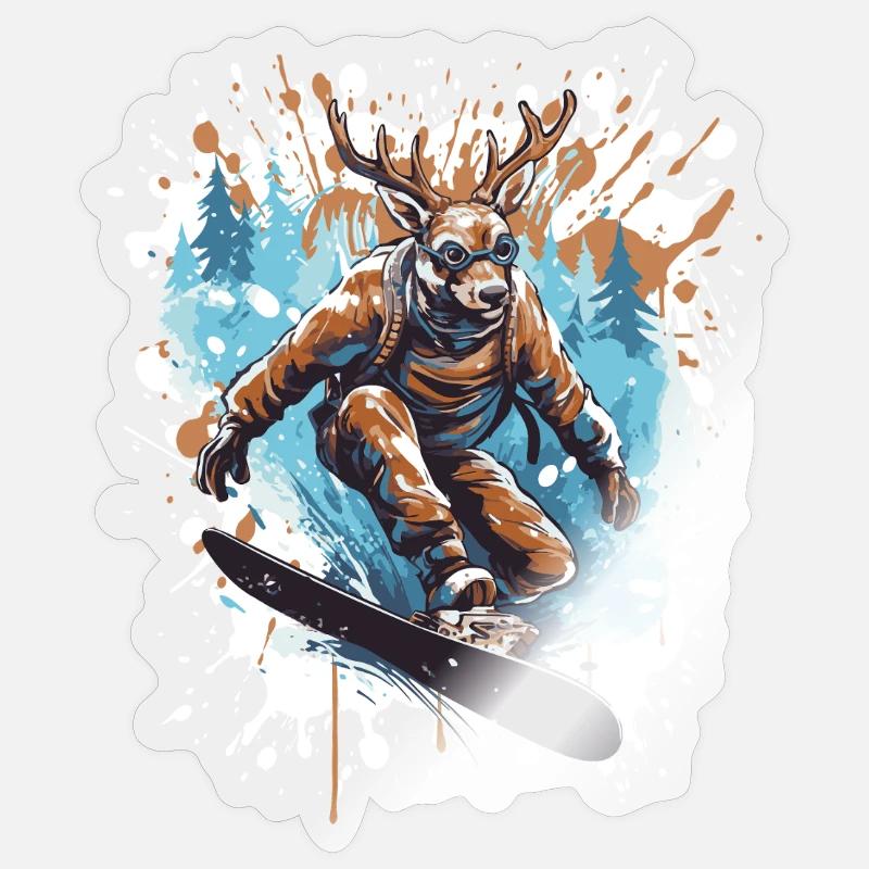 Hirsch Snowboard - Sticker taille S (10 x 10 cm) - brillant transparent