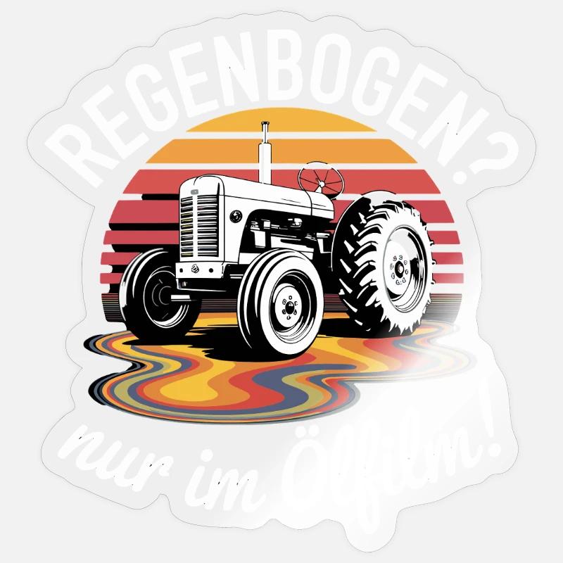  Regenbogen Nur Im Ölfilm Traktor Oldtimer Sticker Größe S (10 x 10 cm)