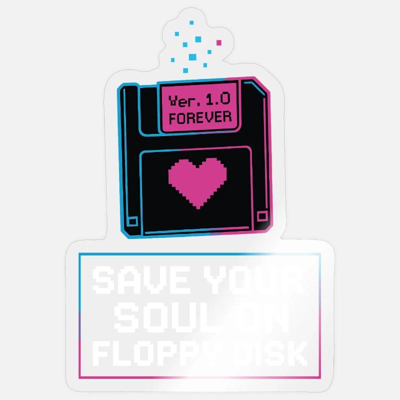 Save Your Soul on Floppy Disk Sticker size S (10 x 10 cm)