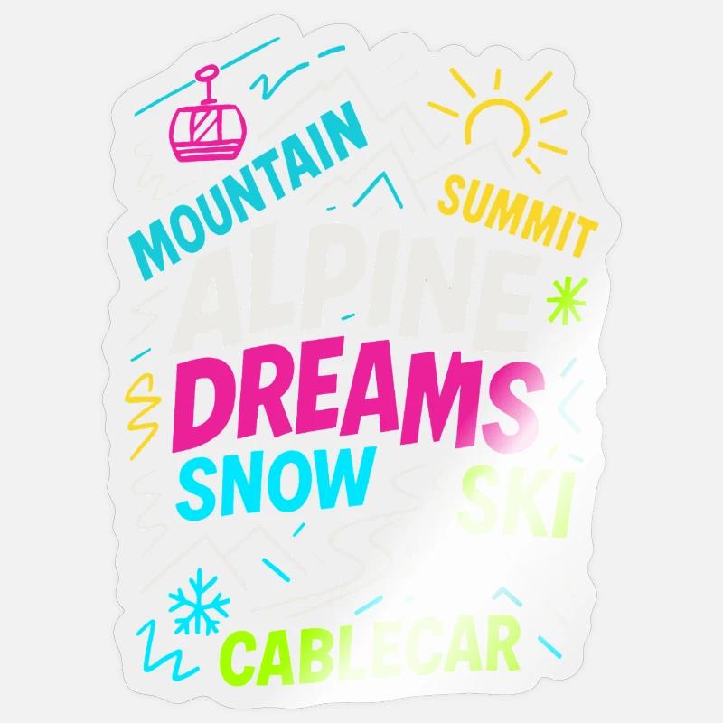 Alpine Dreams | Winter Ski Design - Sticker size S (10 x 10 cm) - transparent glossy