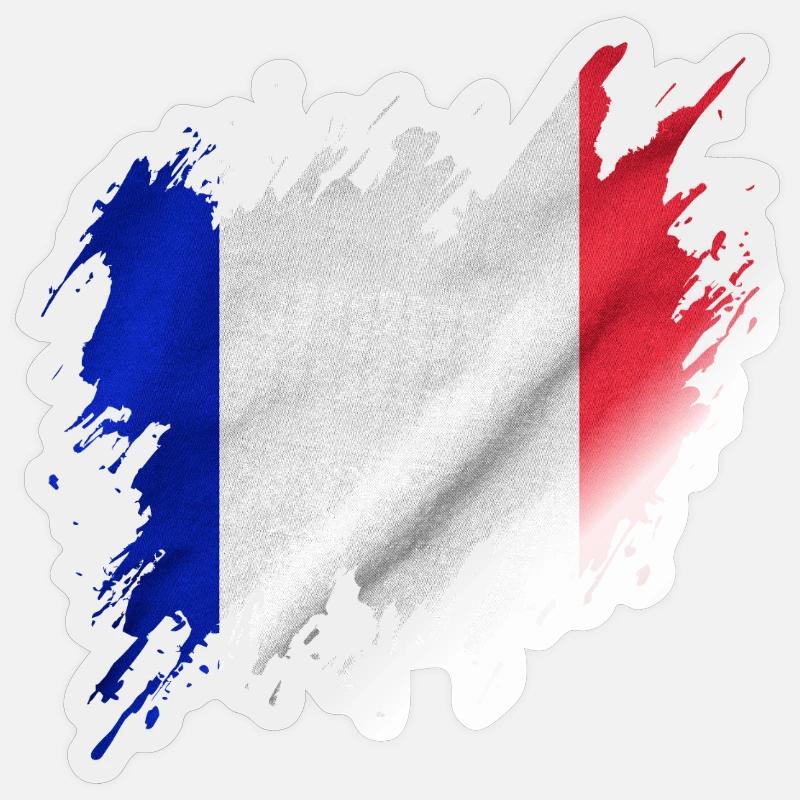 Drapeau français, style déchiré - Sticker taille S (10 x 10 cm) - brillant transparent