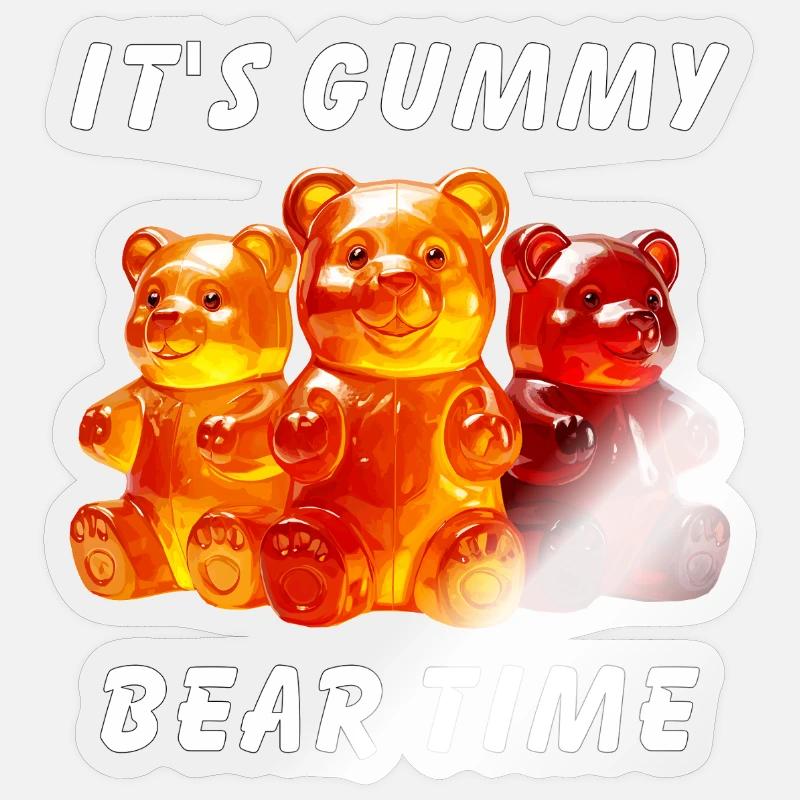 IT'S GUMMY BEAR TIME - Sticker Größe S (10 x 10 cm) - Transparent glänzend