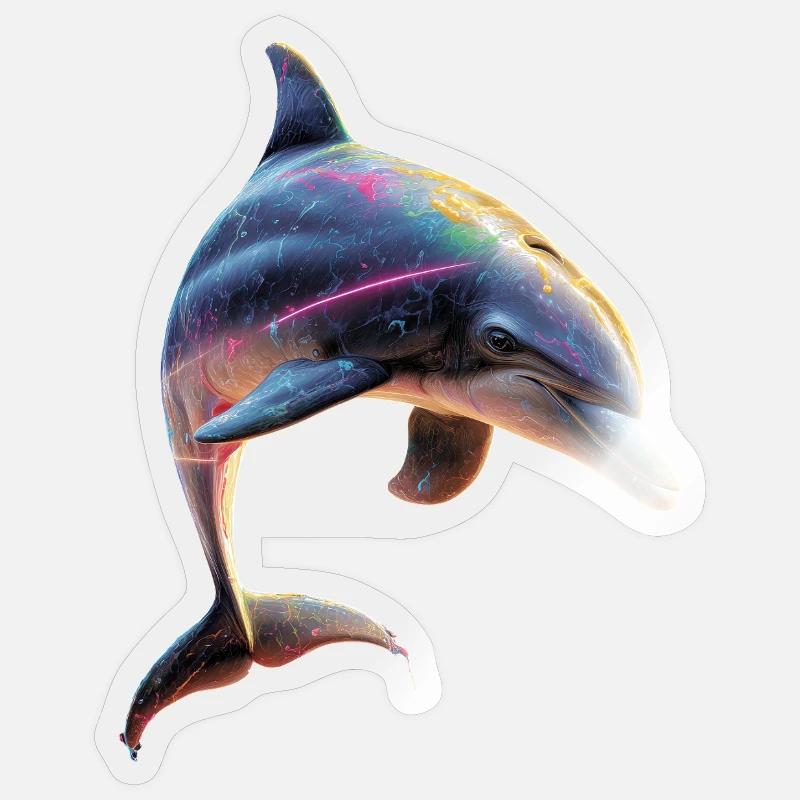 Dolphin Diver Dolphins Ocean Cute Dolphins Dolphin - Sticker size S (10 x 10 cm) - transparent glossy