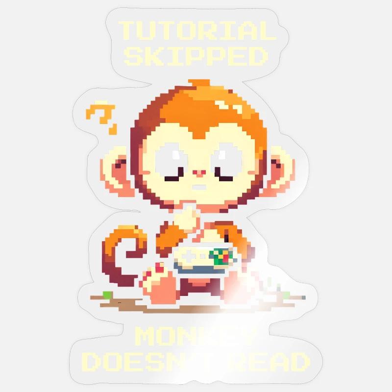 Tutorial geskippt – Affe liest nicht | Noob-Humor Sticker Größe S (10 x 10 cm)