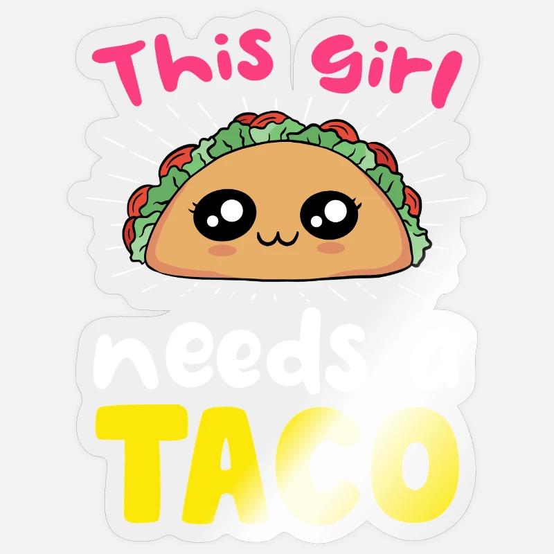 Dieses Mädchen braucht einen Taco - Sticker Größe S (10 x 10 cm) - Transparent glänzend