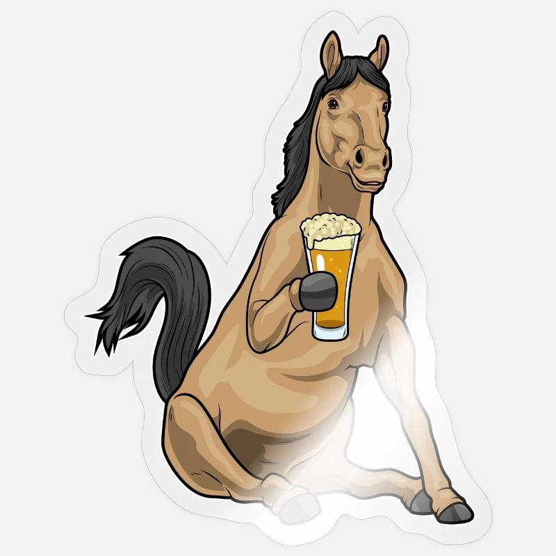 Bière de cheval - Sticker taille S (10 x 10 cm) - brillant transparent