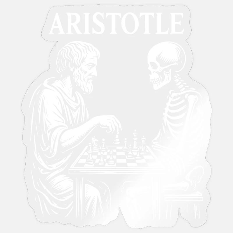 Aristoteles gegen Skeleton Schach - Sticker Größe S (10 x 10 cm) - Transparent glänzend