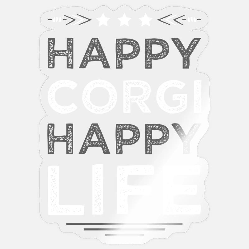 Vie heureuse de corgi - Sticker taille S (10 x 10 cm) - brillant transparent