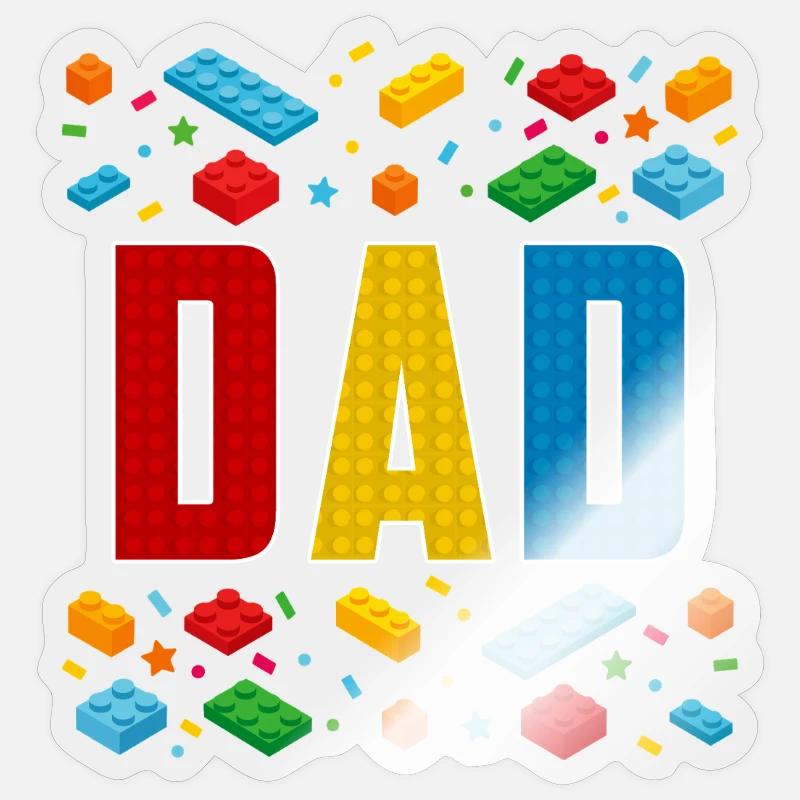 Papa brique constructeur paternité bâtiment de bloc Sticker taille S (10 x 10 cm)