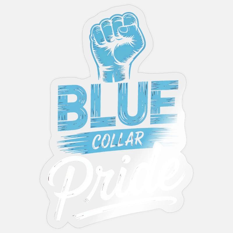 Col bleu Ouvrier Ouvrier du bâtiment - Sticker taille S (10 x 10 cm) - brillant transparent