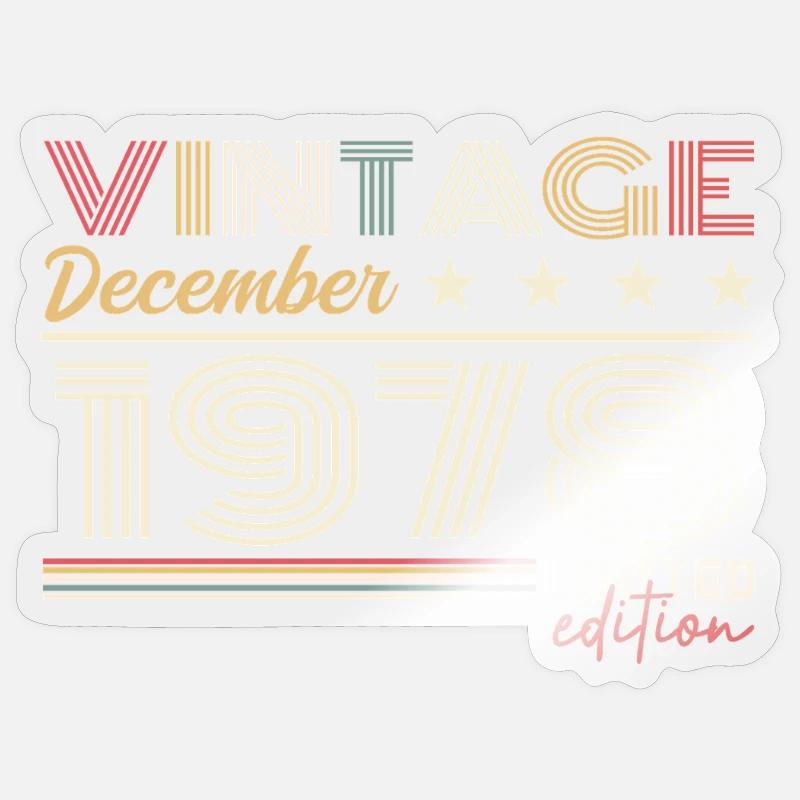 Geschenk Dezember 1978 - Sticker Größe S (10 x 10 cm) - Transparent glänzend