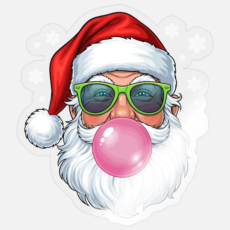 Weihnachtsmann Bubble Gum - Sticker Größe S (10 x 10 cm) - Transparent glänzend