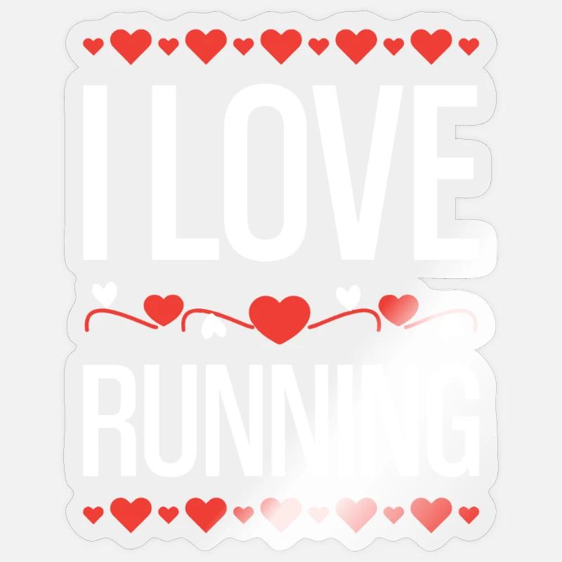 J’adore courir - Sticker taille S (10 x 10 cm) - brillant transparent