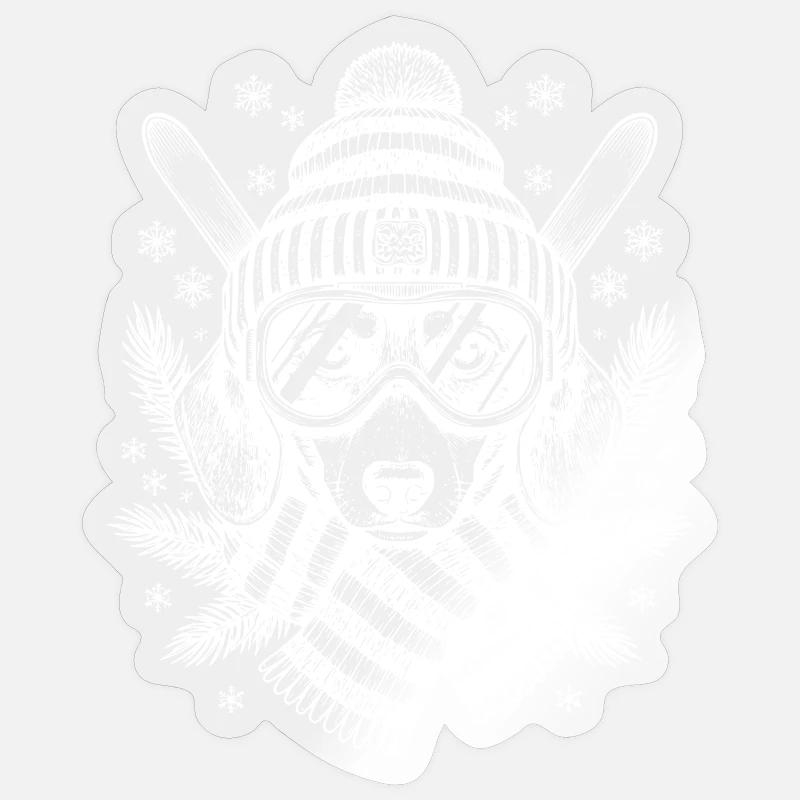 Ski teckel Plaisirs d’hiver - Sticker taille S (10 x 10 cm) - brillant transparent