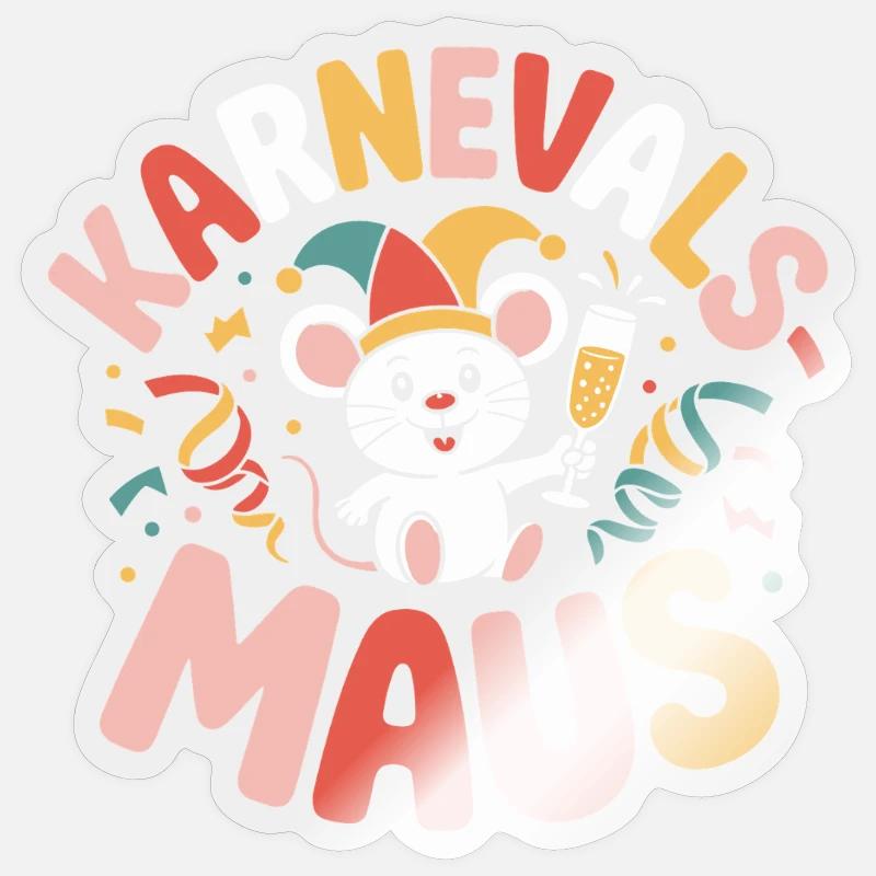 Karnevalsmaus Karneval Köln Kölner Karnevals Maus - Sticker Größe S (10 x 10 cm) - Transparent glänzend