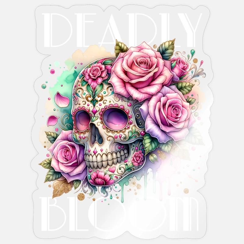Fleurs Crâne Beauté Floraison Sticker taille S (10 x 10 cm)