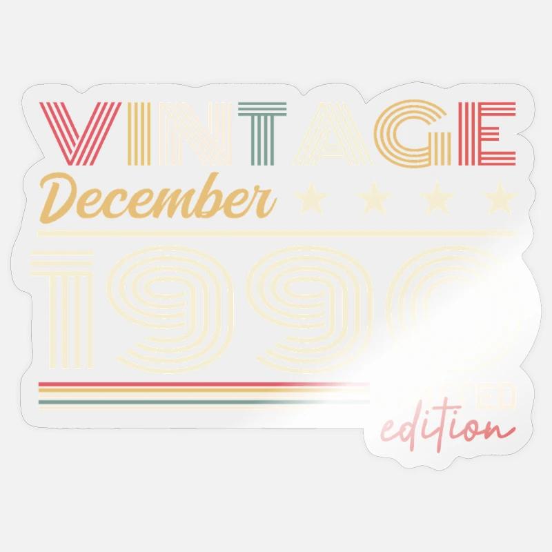 Geschenk Dezember 1990 - Sticker Größe S (10 x 10 cm) - Transparent glänzend