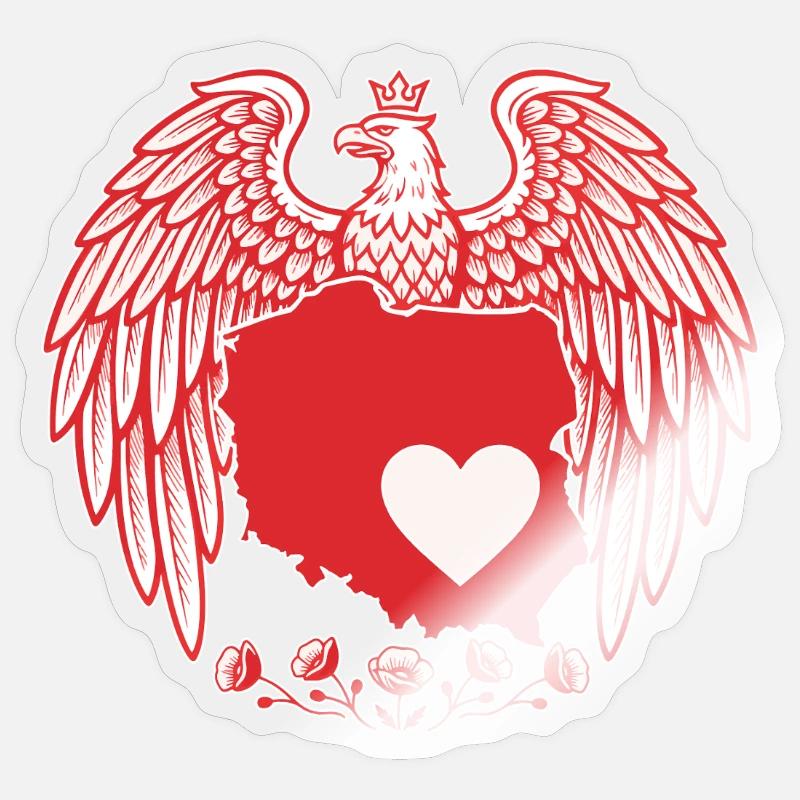 Polnisches Adlerherz Kartendesign - Sticker Größe S (10 x 10 cm) - Transparent glänzend