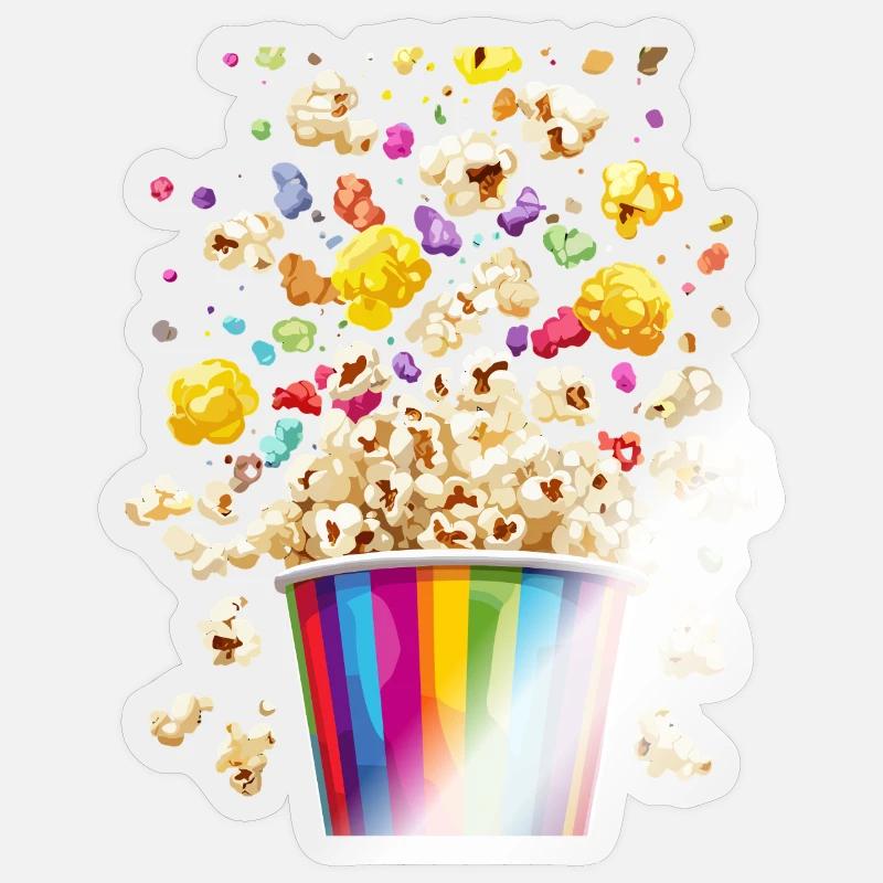 Bunte Popcorn Explosion Aus Regenbogen Becher Sticker Größe S (10 x 10 cm)