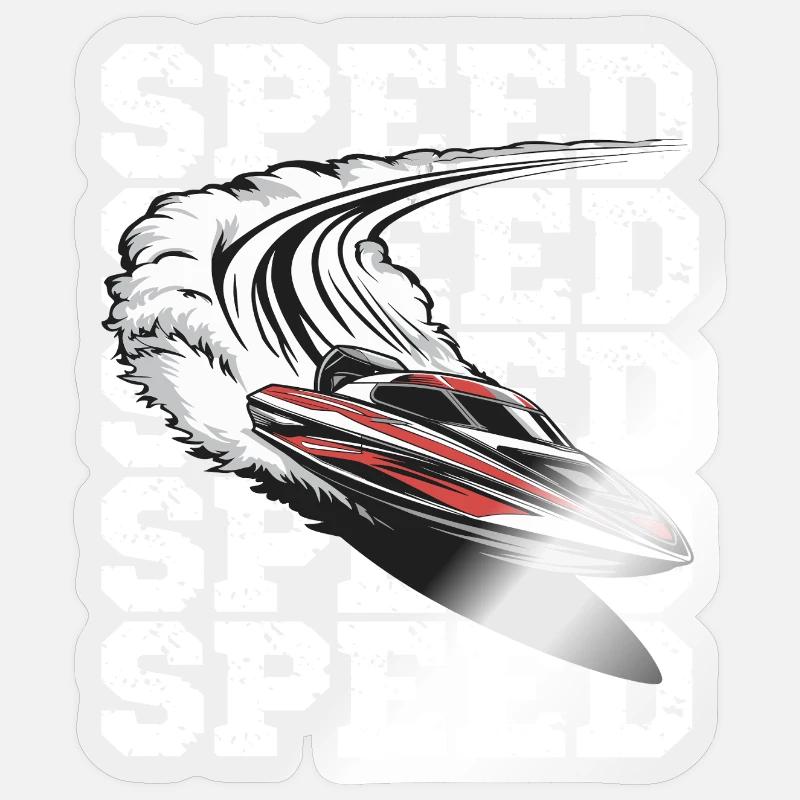  Geschwindigkeit Motorboot Abenteuer - Sticker Größe S (10 x 10 cm) - Transparent glänzend