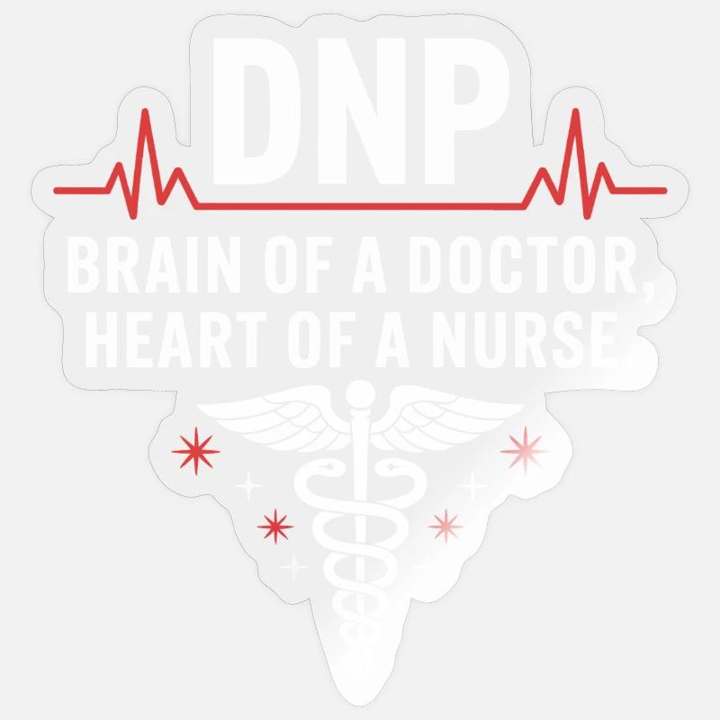 DNP Soignant Cerveau Cœur - Sticker taille S (10 x 10 cm) - brillant transparent