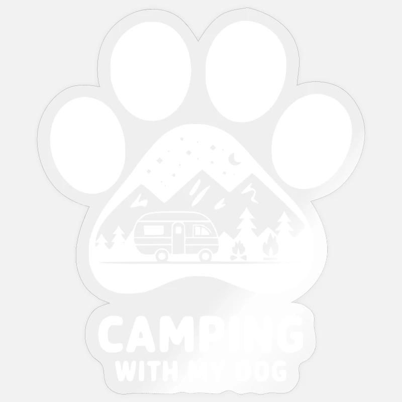 Camping mit Hund Camper - Sticker Größe S (10 x 10 cm) - Transparent glänzend