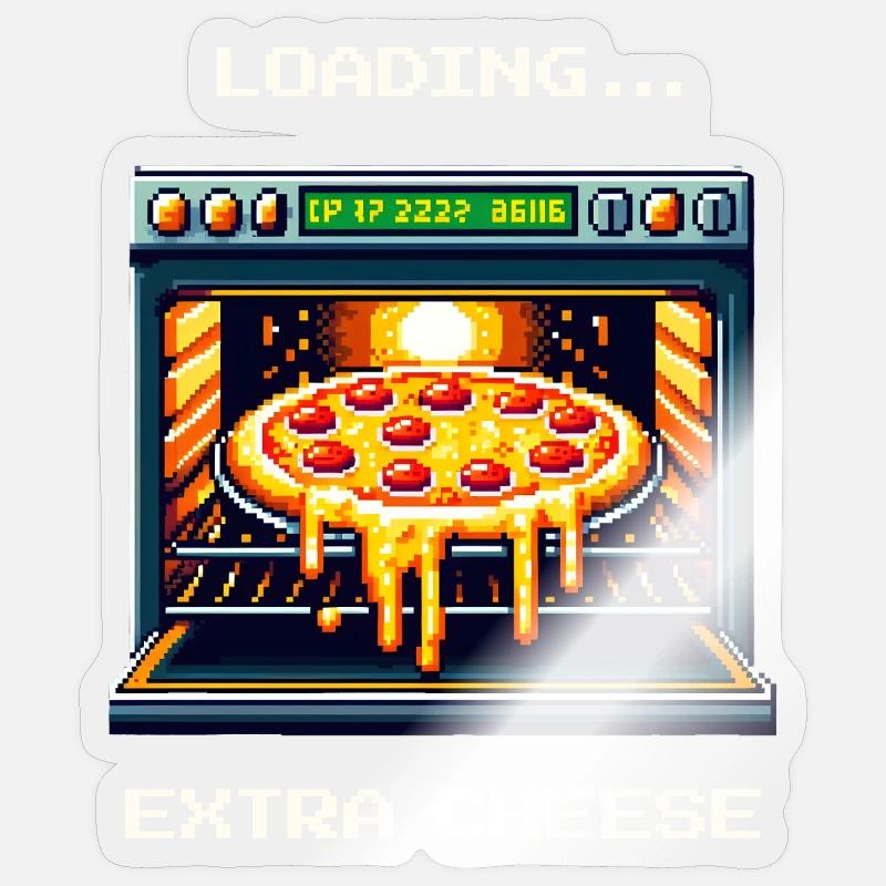 Loading... Extra Käse | Pizza Gaming Humor Sticker Größe S (10 x 10 cm)