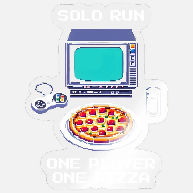 Solo Run: Ein Spieler, eine Pizza | Singleplayer Sticker Größe S (10 x 10 cm)