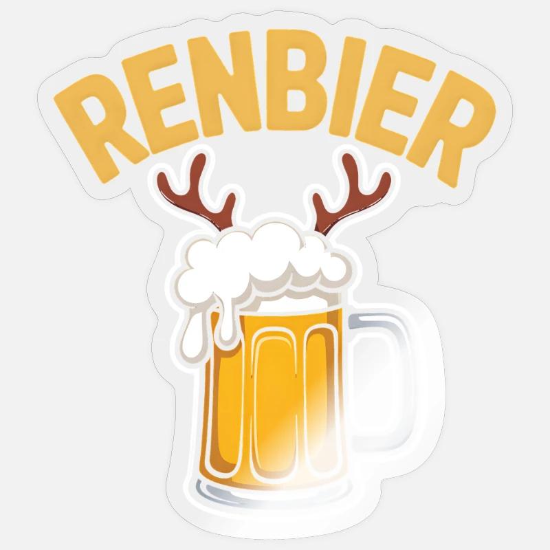 Cruche de renne avec bois - Sticker taille S (10 x 10 cm) - brillant transparent