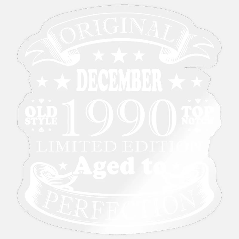 Décembre 1990 Décembre Anniversaire Décembre 1990 - Sticker taille S (10 x 10 cm) - brillant transparent