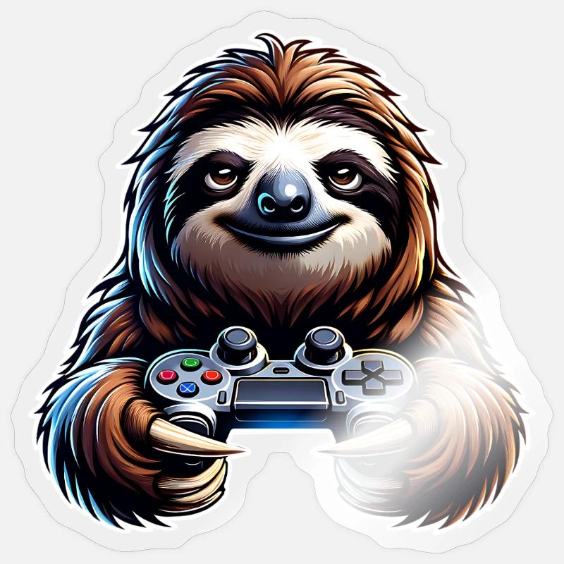 Manette de jeu Sloth - Sticker taille S (10 x 10 cm) - brillant transparent