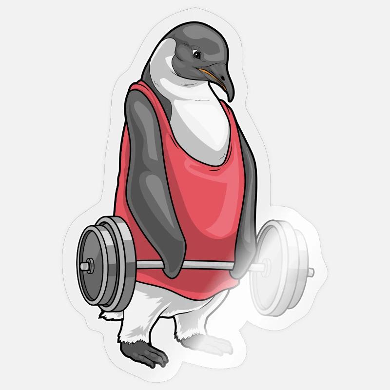 Pinguin Bodybuilder Langhantel Bodybuilding - Sticker Größe S (10 x 10 cm) - Transparent glänzend