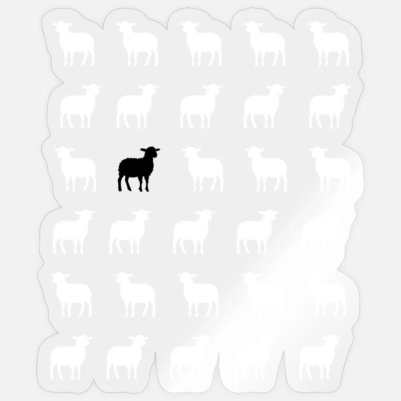 Weißes und schwarzes Schaf - Sticker Größe S (10 x 10 cm) - Transparent glänzend