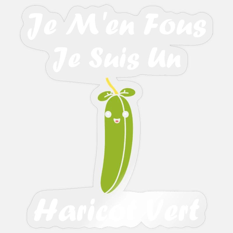haricot vert - Sticker taille S (10 x 10 cm) - brillant transparent