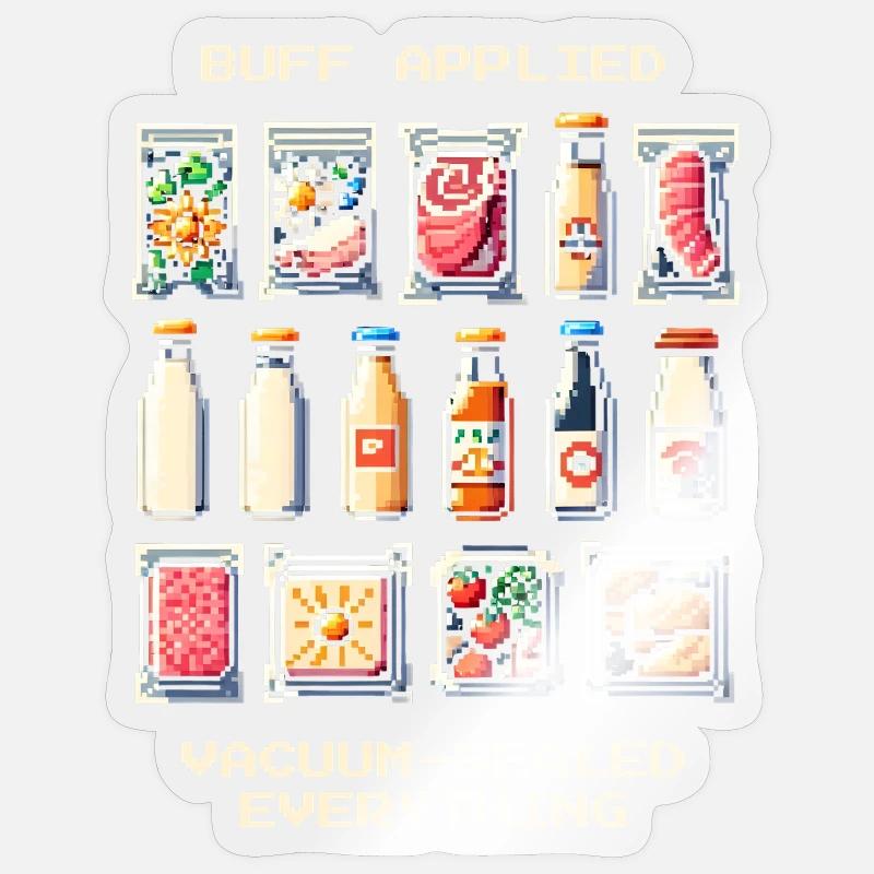 Vacuuming & Prepping | Pixel Art - Sticker size S (10 x 10 cm) - transparent glossy