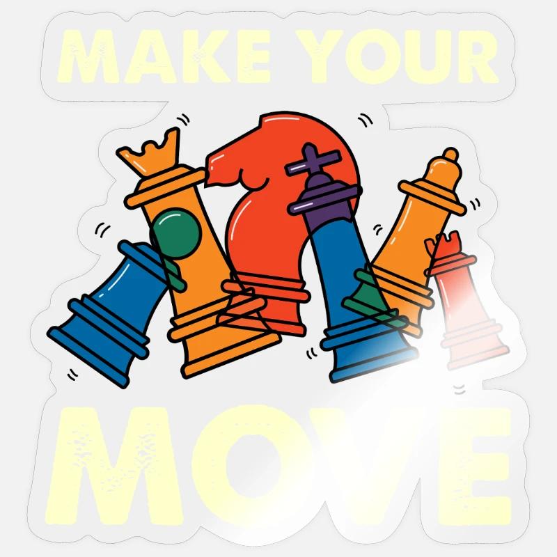 Make your move – colorful chess pieces - Sticker size S (10 x 10 cm) - transparent glossy