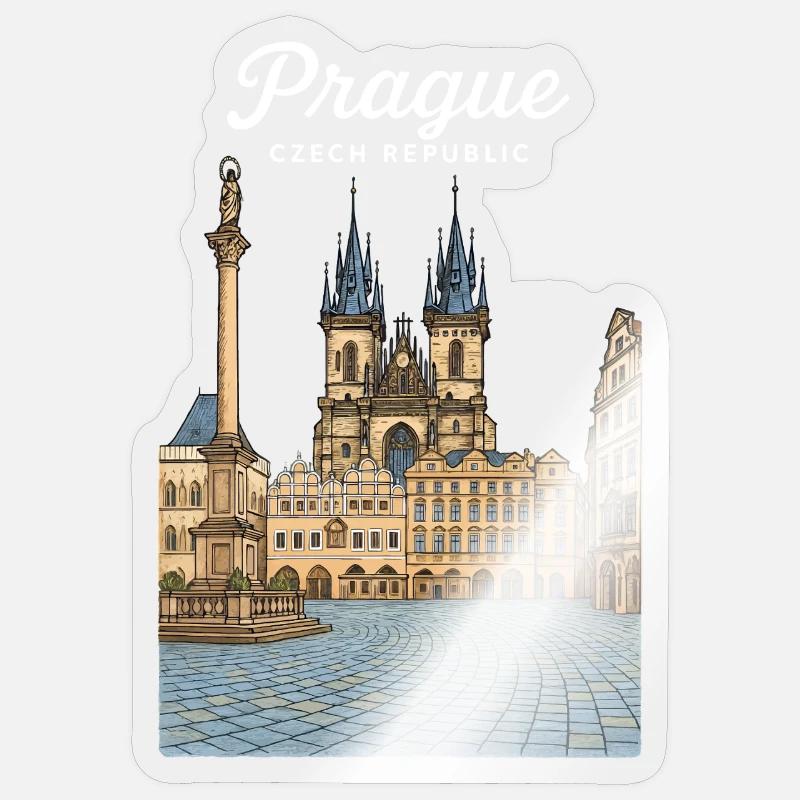 Prague - Sticker taille S (10 x 10 cm) - brillant transparent
